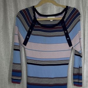 NY & Co. Blue White & Purple Striped Sweater